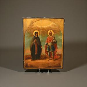 Icon With The Virgin Mary And Saint Michael - Second Half Of The 19th Century